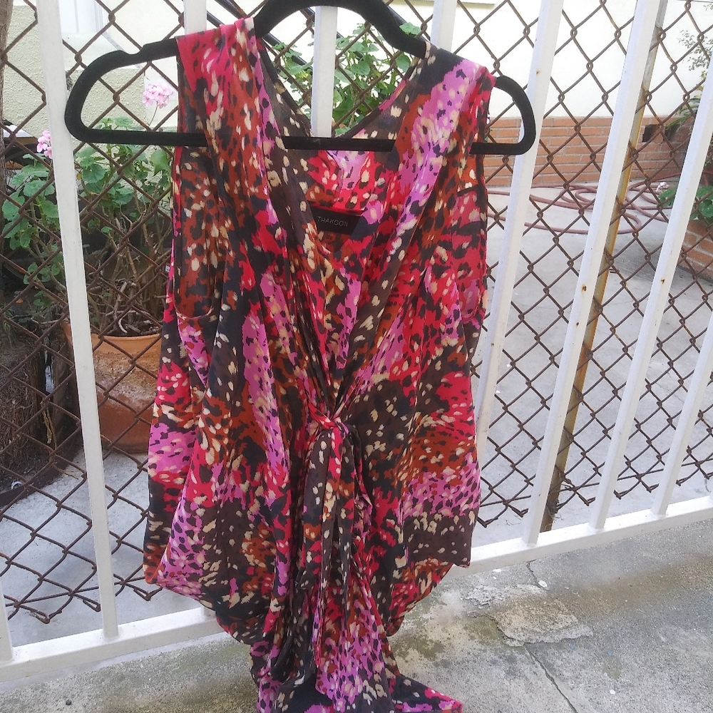 Thakoon Colorful Silk Cinched Dress. Sz: 4